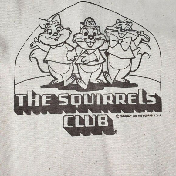 Vintage 70s The Squirrel Club Tuffy Filbert Sally Canvas Tote Bag - Picture 1 of 5